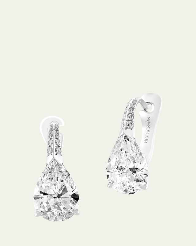18K White Gold Diamond Huggie Earrings